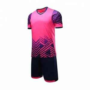 Custom <b>Pink</b> and Black Soccer Jersey and <b>Shorts</b> Set Sublimated Football Uniform Breathable Sportswear for <b>Men</b> Team Use - Product Image 2
