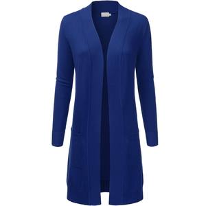 Vêtement pour femmes décontracté en gros, fabriqué sur mesure, automne-hiver, manches longues, col en V, devant ouvert, poches, nouvelle arrivée, coton/nylon plaqué - Product Image 6