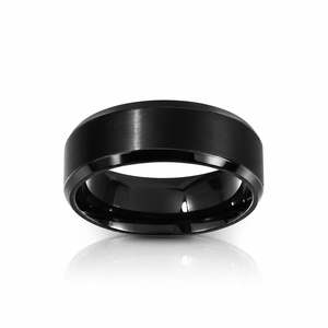 Jeulia <b>Black</b> <b>Titanium</b> Steel Men's Geometric Engagement <b>Ring</b> - Product Image 1