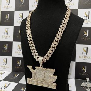 Collares finos de diamantes sólidos de oro rosa de 18 quilates de alta calidad, cadenas finas, collares, cadena cubana de moissanita VVS para hombres, joyería fina - Product Image 2