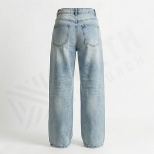<b>Women's</b> High Quality Slim Fit Denim Pants Breathable Cotton Customized Color Regular Bottoms Drawstring Mid Plain Dyed Trousers - Product Image 6