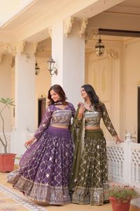 Lehenga choli ชุดงานเย็บปักถักร้อยที่ทันสมัยราคาดีที่สุดชุดปาร์ตี้งานแต่งงานอินเดียปากีสถานชุดผ้าไหมทำจากผ้าไหม - Product Image 6