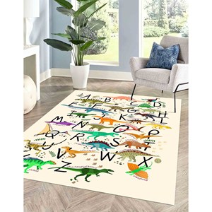 Dinosaur <b>Alphabet</b> Rug: 3D <b>Printed</b> Kids Nursery Decor,With Pile Soft Rug - Product Image 2