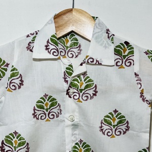 Chemise décontractée en coton à imprimé floral pour garçons Cool Kids avec col |   Chemise à manches courtes boutonnée pour l'été - Product Image 3