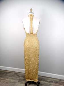 Motif floral perlé brodé robe de Cocktail noir antistatique robe de soirée paillettes longue pleine longueur sans manches pour - Product Image 3