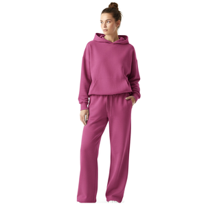 Ensemble survêtement femme 2 pièces en tricot d'hiver avec logo personnalisé, écologique, couleur unie, coupe décontractée - Product Image 6