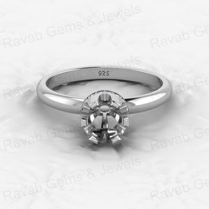 Genuine High Quality Solid 925 Sterling Silver Solitaire Semi Mount Prong Setting <b>Ring</b> Customizable <b>for</b> <b>Ashes</b> Resin Jewelry - Product Image 3