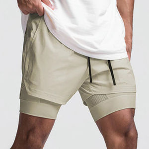 Custom Sweat Compression 2 in 1 Print Designer Nylon Fitness Boxer Gym Workout Sports Shorts Men Double Layer Joggers Shorts - Product Image 1