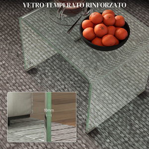 HOMCOM-Table basse moderne en verre trempé pour le salon avec design monobloc, 50x40x45 cm, transparent - Product Image 4