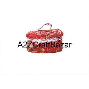 Handmade Quilted 100% Pure Cotton Cosmetic Organizer <b>Makeup</b> <b>Bag</b> Large Travel For Pouch Zipper Closure Multifunctional <b>Vanity</b> Set - Product Image 1