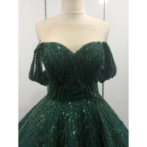 Scollo a barca con stelle da donna in pietra ricamata in vita abito di fidanzamento in tessuto Lurex tarlatano Mb428 428 - Product Image 1