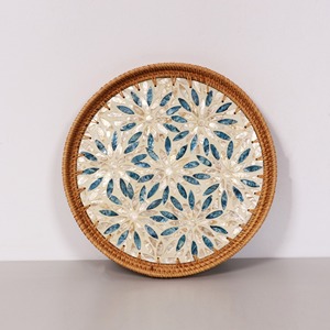 Plateaux ronds en rotin nacré meilleure qualité plateau décoratif artisanal naturel personnalisation accepter - Product Image 6