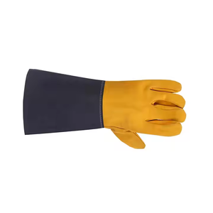 Guantes de soldadura de cuero dividido de piel de vaca, resistentes al calor, a prueba de fuego, resistentes al desgaste, protección de Metal fundido de 12 pulgadas, amarillo - Product Image 2