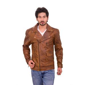Pakistan High Quality Premium Lambskin Men's Brown Leather Bomber <b>Jacket</b> Winter Season <b>Sheep</b> <b>Skin</b> Material Manufactured Pakistan - Product Image 1