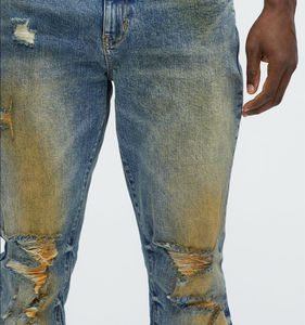 Flare <b>Jeans</b> <b>Men</b> Washed Distressed Slim Fit Flare Vintage Washed Retro Denim Pants Streetwear Denim <b>Jeans</b> <b>Men</b> <b>Wide</b> <b>Leg</b> <b>Jeans</b> - Product Image 2