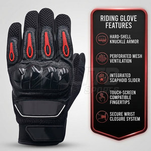 Heavy Duty Winter Riding Leather Motorbike <b>Gloves</b> Reinforced Finger Areas Perforated Panels Wrist Strap Waterproof <b>Touchscreen</b> - Product Image 6
