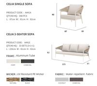 Modernes 4-teiliges Outdoor-Sofa aus PE-Rattan, Terrassen-Gartenmöbel mit Aluminiumrahmen, 5-Sitzer Patio-Lounge-Set für Hotel-Terrasse und Villa
