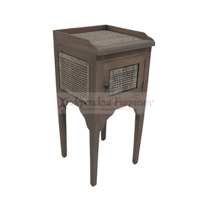 Classic Storage Traditional Drawer Solid Mahogany Wood <b>Bedside</b> Table <b>Tall</b> Nightstand <b>Cabinet</b> Woven Furniture Bedroom Living Room - Product Image 3