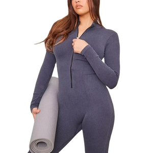 2025 Women's Custom Sports Bodysuits Jumpsuits Set Spandex/Nylon Quick-Drying Breathable Stretchy Skin Fit Long Sleeve Yoga Gym - Product Image 4