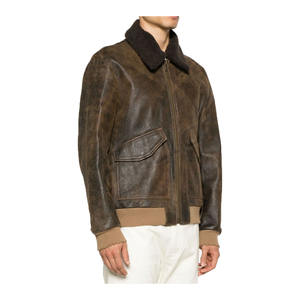 แจ็คเก็ตหนังขนแกะสีน้ำตาลแจ็คเก็ตฤดูหนาวบอมเบอร์แจ็คเก็ตปรับแต่งได้ - Product Image 3