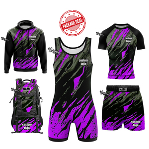 ชุดเสื้อผ้านักมวยปล้ำน้ำหนักเบาระบายอากาศได้ดีสำหรับผู้ชายชุดอุปกรณ์โลโก้แบบกำหนดเอง - Product Image 2