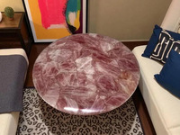 Table basse en cristal de quartz rose écologique, table basse en pierre précieuse naturelle, mobilier de salon moderne de luxe