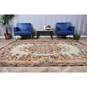Alfombra Vintage Grande de 5.6x8.9 pies, Alfombra Turca, Alfombra Oriental de Lana Marrón Naranja - Product Image 2
