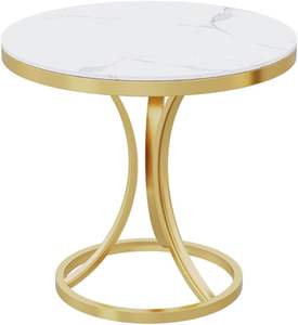 Table basse d'appoint en métal doré au design moderne avec base lourde plateau en marbre, fonction pliable pour le salon ou le salon - Product Image 4