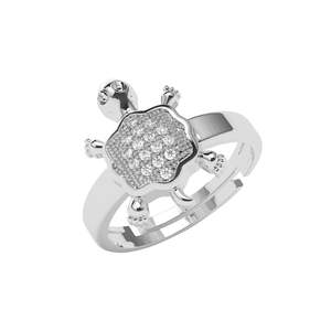 NOVAMART Fine Men's 925 Sterling <b>Silver</b> Hiphop Tortoise Turtle <b>Ring</b> Size <b>Adjustable</b> Rhodium Plated Romantic Gift Option Wholesal - Product Image 1
