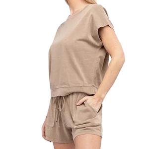 Femmes Lady Girls 2 Piece Set Shirt Shorts Suits Cotton Striped Fashion Printed Elegant Long Sleeve Button Lapel Casual Suits set - Product Image 3