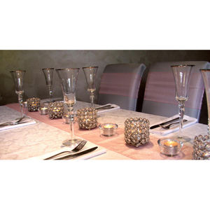 Bougeoir votif rond en cristal argenté étincelant/métal pour la maison et la décoration de table de mariage centres de table de luxe - Product Image 2