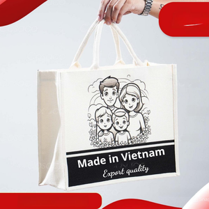 Bolso de mano de lino reutilizable a la moda respetuoso con el medio ambiente al por mayor, bolso de compras en yute con logotipo, bolsos de mano personalizados con asa de algodón en Vietnam - Product Image 3