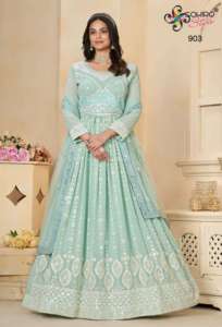 Inde Exportation Qualité Georgette Salwar Suit & Dupatta Avec Brodé Avec Multi Fil et Paillettes Travail Femme Mode Exportateur - Product Image 6