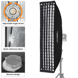 AMBITFUL Softbox Honeycomb con Montura Bowens, Apto para Flashes de Estudio, Paquete de 2, 22x90 cm, 30x120 cm, 35x160 cm - Product Image 4