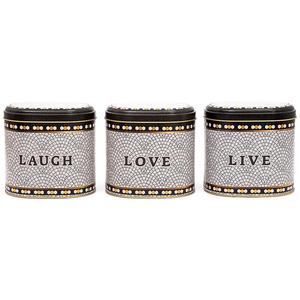 Oval Metal Storage Box Set 140 x 120 x 130 mm 1.4L (Set of 3 ) Geometric <b>Mosaic</b> Pattern <b>Mosaic</b> Design - Product Image 1