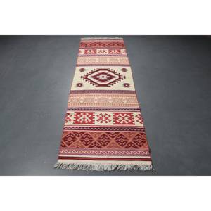 Turkish Vintage <b>Runner</b> Rug 2.5x7.7 ft, <b>Red</b> Beige Moroccan Wool Rug - Product Image 5