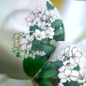 Tasse à thé Gaiwan en porcelaine Shin Tai Yuan, motif fleur de tung, céramique réutilisable, portable, pour la maison, le bureau, cadeau - Product Image 4
