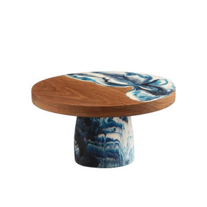 Support à gâteau décoratif à 2 niveaux en bois de haute qualité, avec plateau en bois, finition noire thermolaquée, à prix réduit - Product Image 3