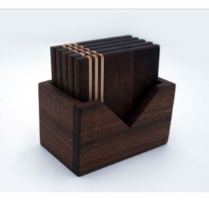 Acacia <b>Wooden</b> Handmade Walnut Coasters <b>Set</b> for Home Tabletop Decoration <b>Tea</b> and Coffee Serving Square Coasters - Product Image 3