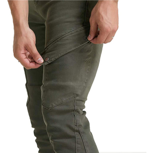 Pantalon en jean de sécurité de course de moto enduit fermeture à la taille élastique pantalon cargo taille haute tricoté léger plusieurs poches - Product Image 5