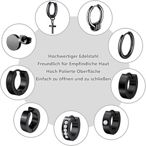 Ensemble de boucles d'oreilles créoles tendance en <span class=keywords><strong>acier</strong></span> <span class=keywords><strong>inoxydable</strong></span>, style punk, manchette d'oreille pour hommes et femmes - Product Image 4
