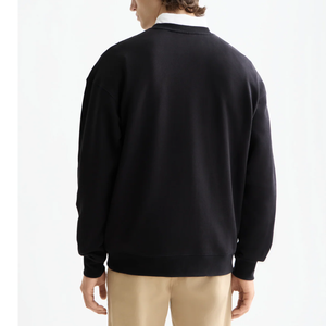 Sudadera Casual para Hombre, Felpa Sólida, Mezcla de Algodón de Alta Calidad, Bordado en el Pecho, Estilo Urbano, Cuello Acanalado con Técnica de Bordado - Product Image 2