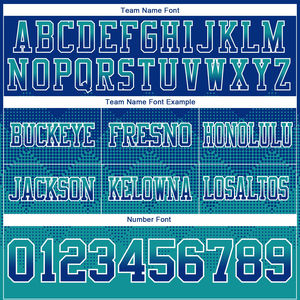 Authentique maillot de football américain léger de haute qualité en maille blanc sarcelle dégradé Design carré grande taille court - Product Image 2