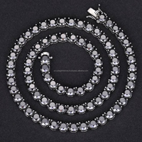 Nouveau 2024 Populaire Hiphop Fine Jewelry 6mm Glacé Noir Diamants VVS Moissanite 925 Argent Or Fiançailles Tennis Chaîne Collier