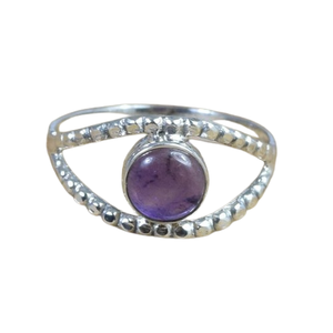 Anillo de cabujón clásico, piedra preciosa amatista, el mejor diseño hecho a mano, Plata de Ley 925 sólida, joyería de plata de moda estampada de plata 925 - Product Image 1