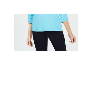 Camicia in maglia con dettagli in cotone e occhielli Karen Scott Aqua taglia S - Product Image 3