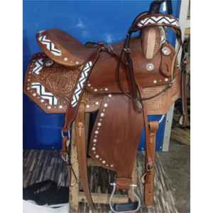 Sillín de cuero americano Sillín de caballo inglés occidental Productos de equitación de cuero real - Product Image 1