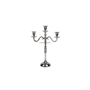 Argent Brillant Poli Unique Fantaisie Designer Haute Qualité Standard Métal Fait 3 Tier Bougeoirs À Prix Compétitif - Product Image 1