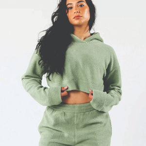 Ensemble de survêtement oversize à épaules tombantes en coton biologique 100% tendance pour femmes, vêtements d'hiver respirants, ensemble de jogging - Product Image 2