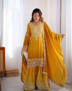 Traje indio Shalwar Kameez 2025, con estampado Chinnon, lentejuelas y bordados, listo para usar, para fiestas y festivales, para mujer - Product Image 3
